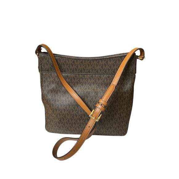 Michael Kors Brown Signature Crossbody Bag Logo Print Adjustable Strap+Dust Bag - Picture 2 of 13